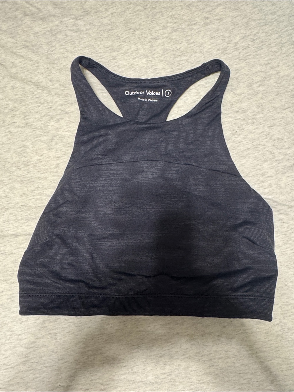 Outdoor Voices Navy High-Neck Racerback Sports Bra